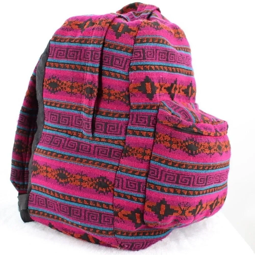 Mexican Blanket Multicolor Woven Backpack Hippie Boho Bag Fiesta Festival Nice!
